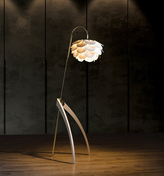 Floor lamp, Gold lighting, Mid Century Modern, Gold lamp, Modern decor, Cone light , Minimalist, White chandelier, House floor lamp, Modern