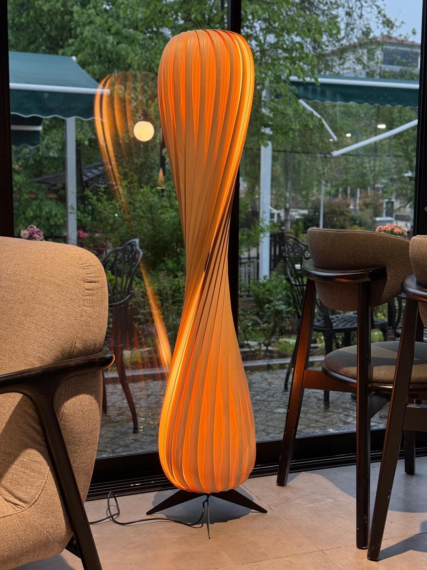 Floor lamp | Unique lamp | Wood floor lamp | Tall lamp | Mid century floor lamp | Modern lighting | String lights | Bedroom lamp