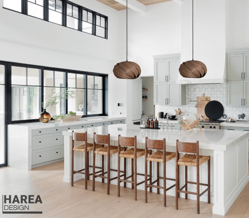 Wood Pendant Light, Handmade Lamp, Ceiling lamp, Home Decor, Walnut tree, Industrial Lamp, Wood Lampshade, Mid century modern, Kitchen light