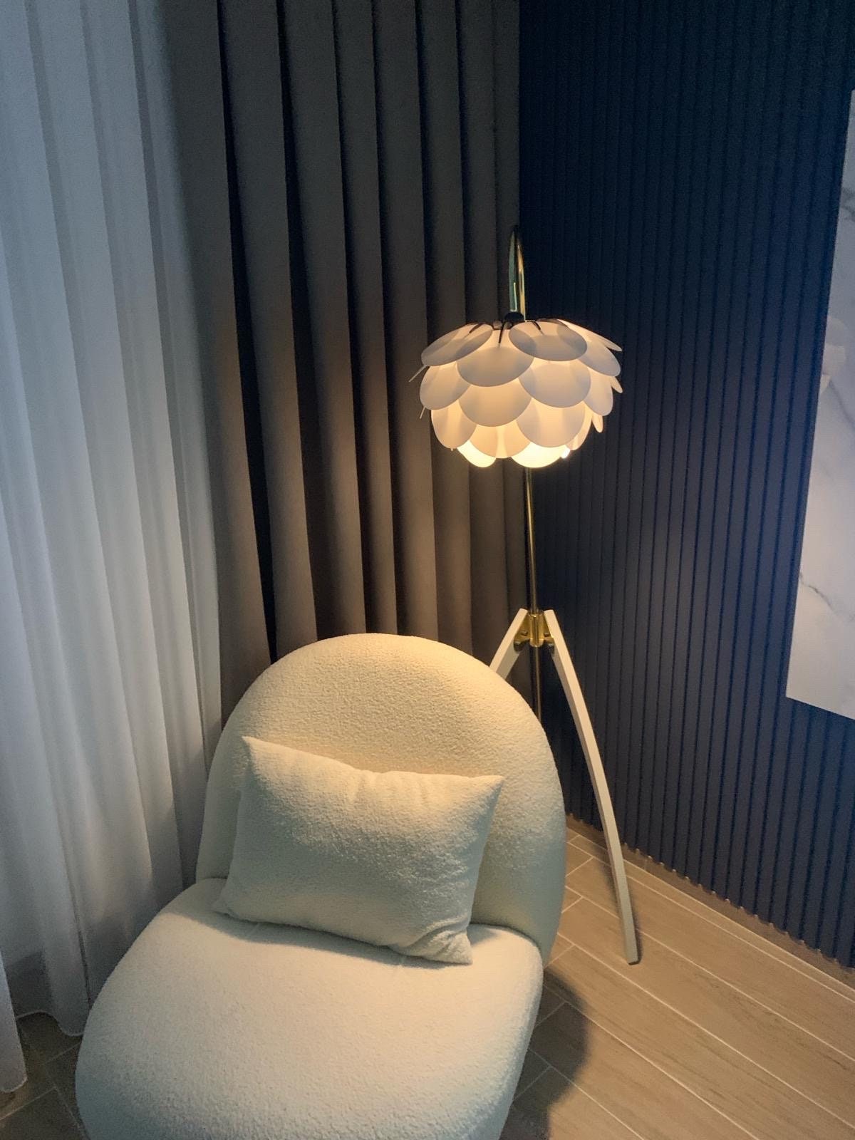 Floor lamp, Gold lighting, Mid Century Modern, Gold lamp, Modern decor, Cone light , Minimalist, White chandelier, House floor lamp, Modern