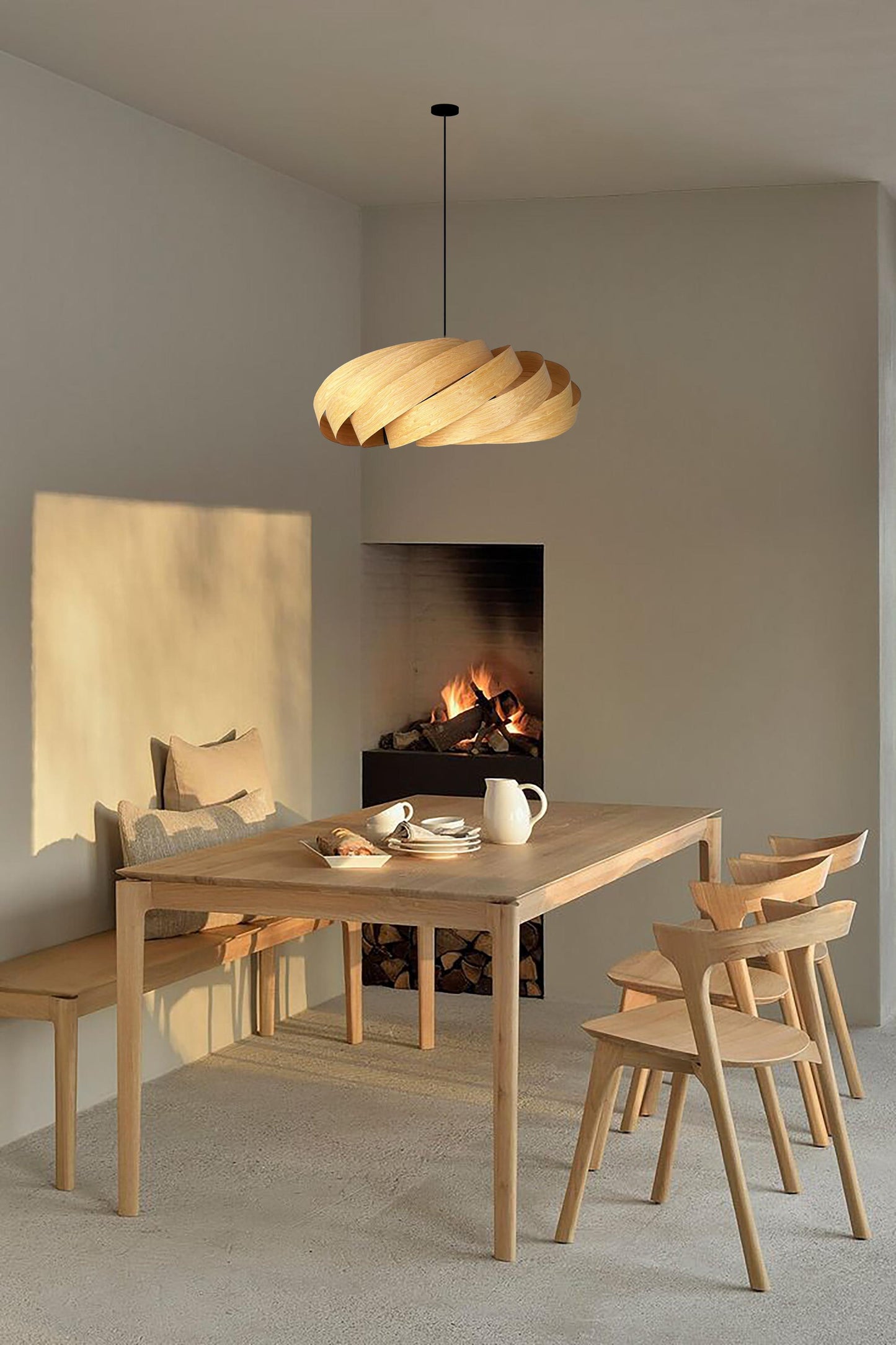 Veneer Pendant Light, Handmade Lamp, Ceiling lamp, Home Decor, Yellow Chandelier, Industrial Lamp, Wood Lampshade