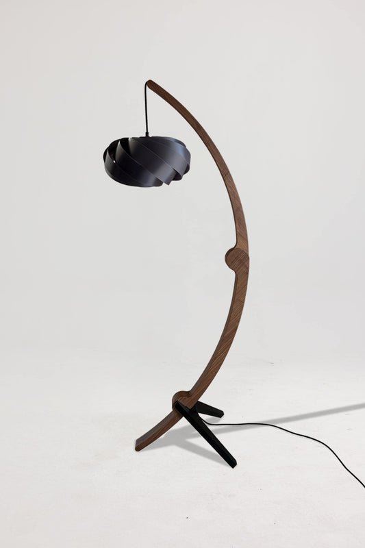 Floor lamp | Minimalist light | Vintage Lamp | Wood Lighting | Corner Lighting | Mid Century modern | Black chandelier | Modern floor lamp