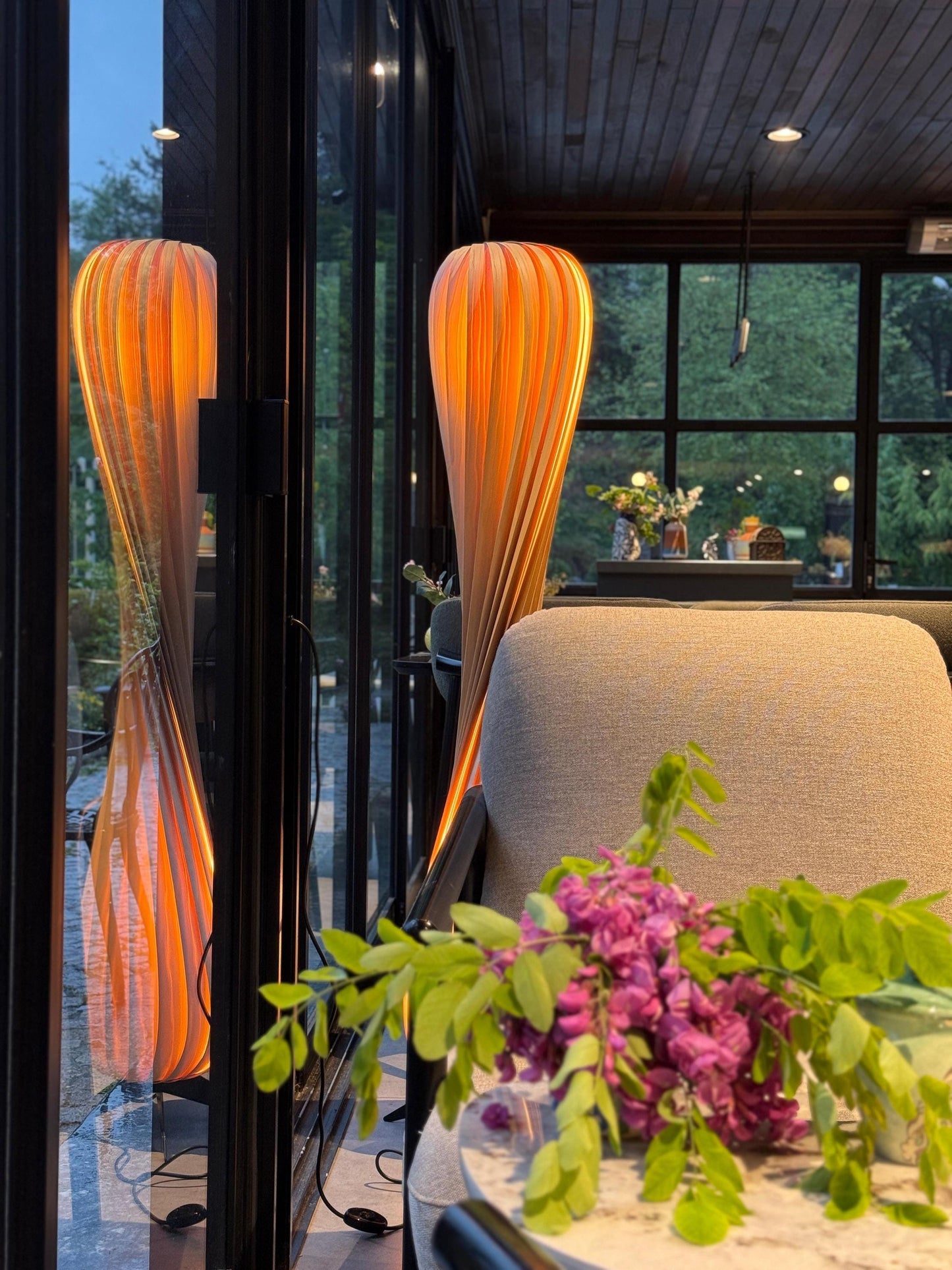 Floor lamp | Unique lamp | Wood floor lamp | Tall lamp |  Mid century floor lamp | Modern lighting | String lights | Bedroom lamp