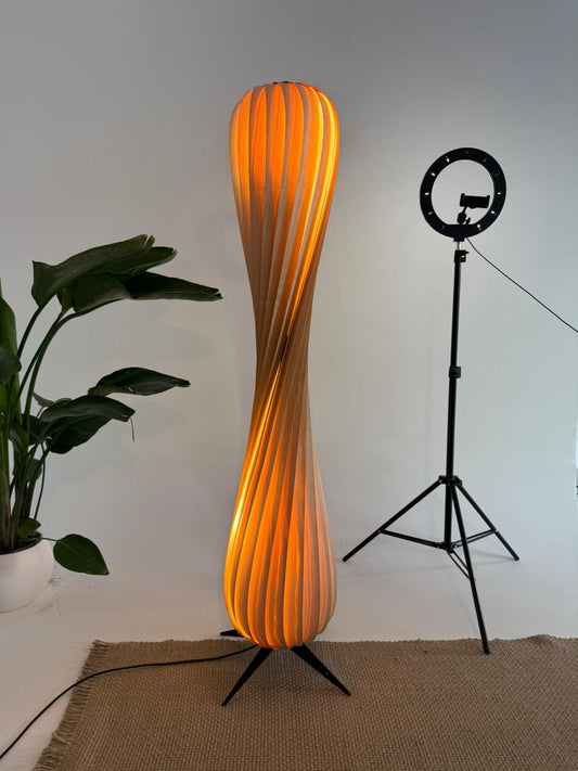 Floor lamp | Unique lamp | Wood floor lamp | Tall lamp |  Mid century floor lamp | Modern lighting | String lights | Bedroom lamp